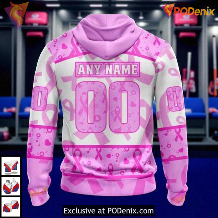 Pink October Breast Cancer Awareness Month Custom New York Rangers Hoodie 3D - 1