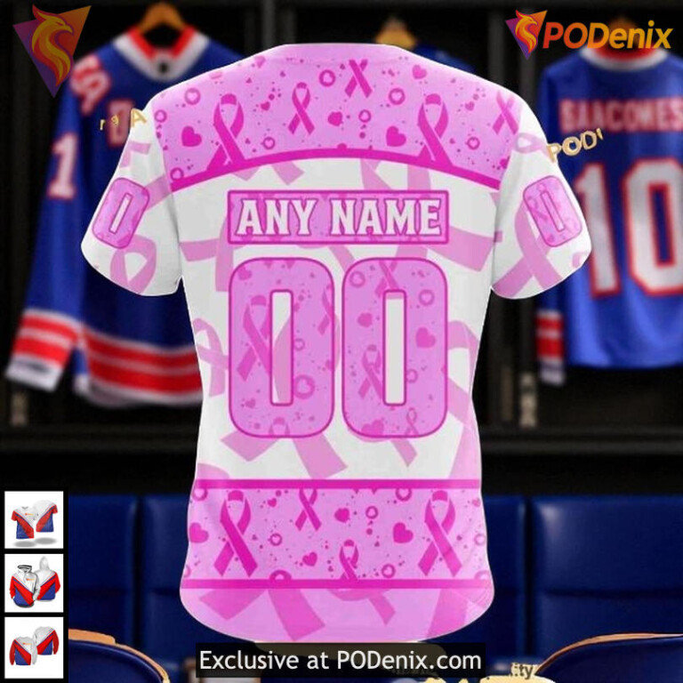 Pink October Breast Cancer Awareness Month Custom New York Rangers Hoodie 3D - 3