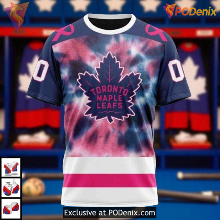 Pink October Breast Cancer Awareness Toronto Maple Leafs Holiday Hoodie, Custom 3D - 2