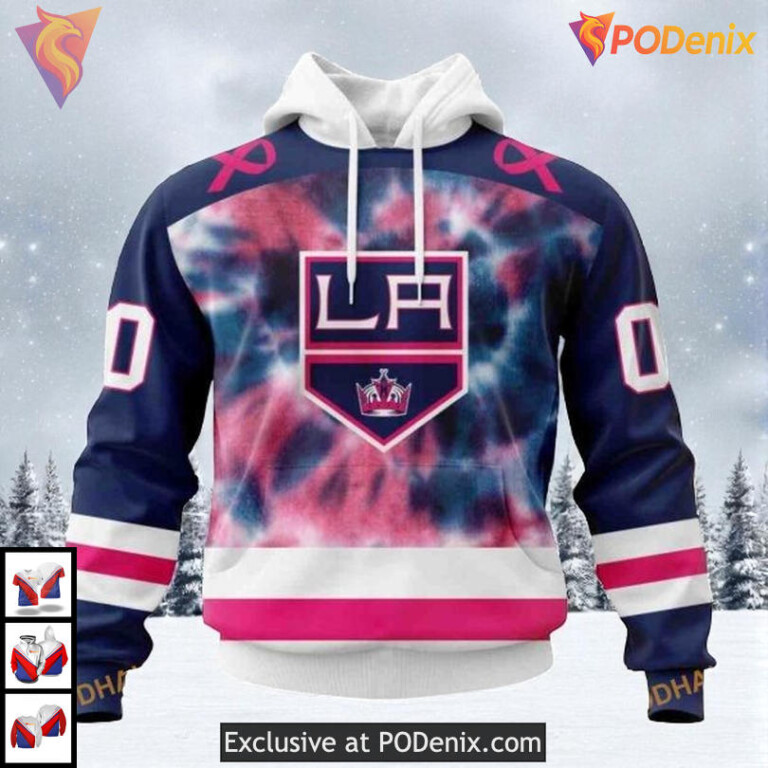 Pink October Fight Breast Cancer Custom Los Angeles Kings Kids Hoodie NHL 3D
