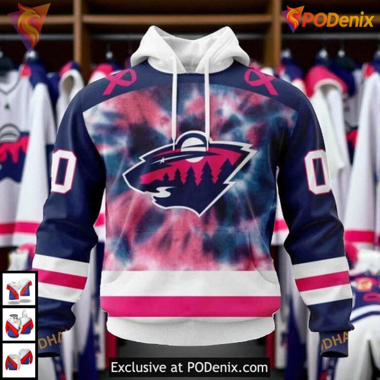 Pink October Fight Breast Cancer NHL Minnesota Wild Womens Hoodie 3D