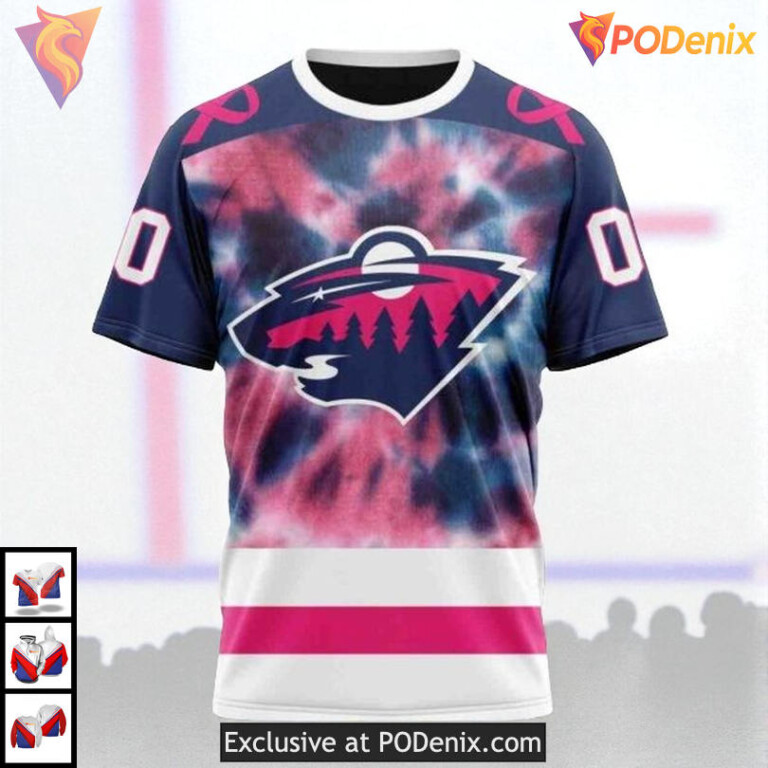 Pink October Fight Breast Cancer NHL Minnesota Wild Womens Hoodie 3D - 2