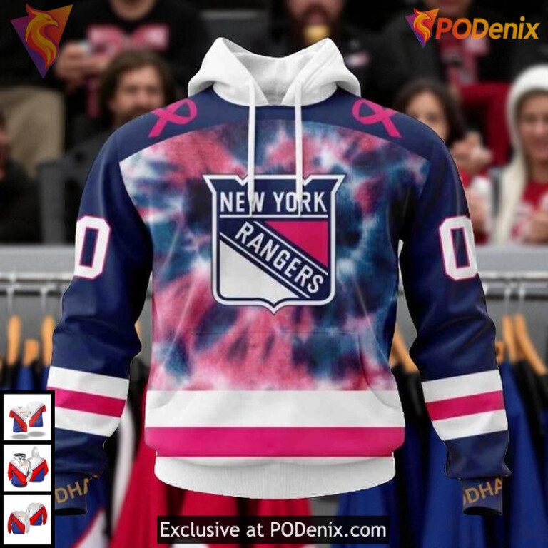 Pink October Fight Breast Cancer Tribute Custom New York Rangers 3D Hoodie
