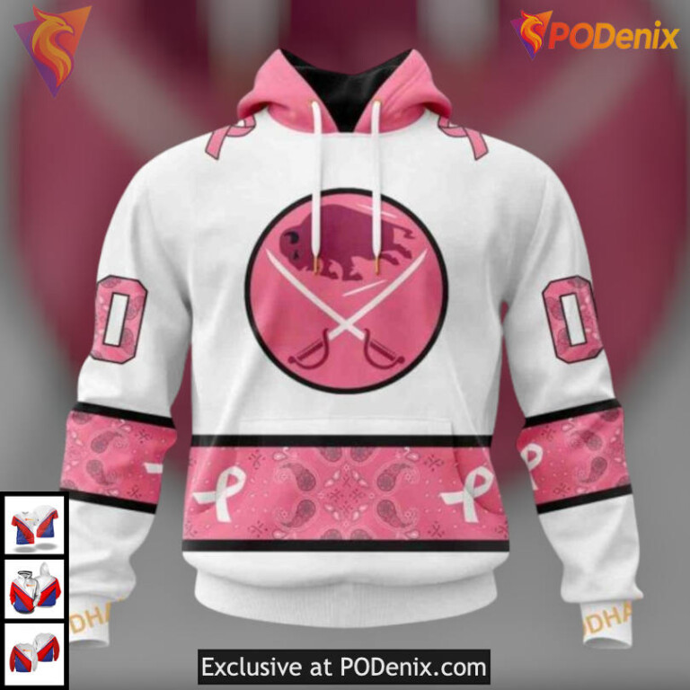 Pink October Paisley Breast Cancer Awareness NHL Vintage Buffalo Sabres Hoodie 3D