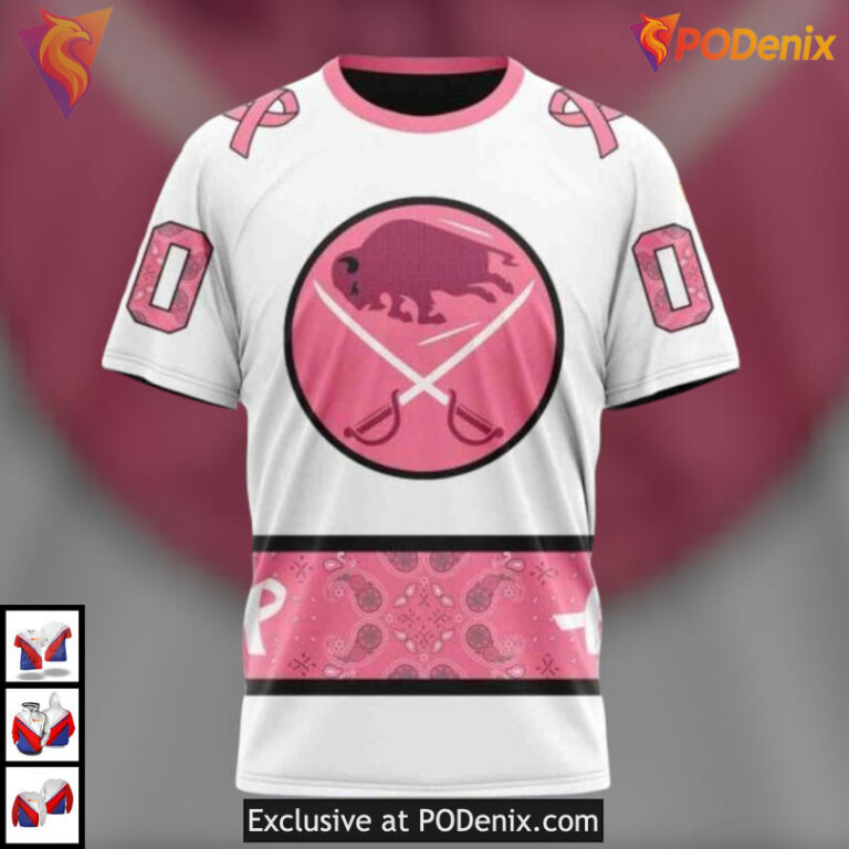Pink October Paisley Breast Cancer Awareness NHL Vintage Buffalo Sabres Hoodie 3D - 2