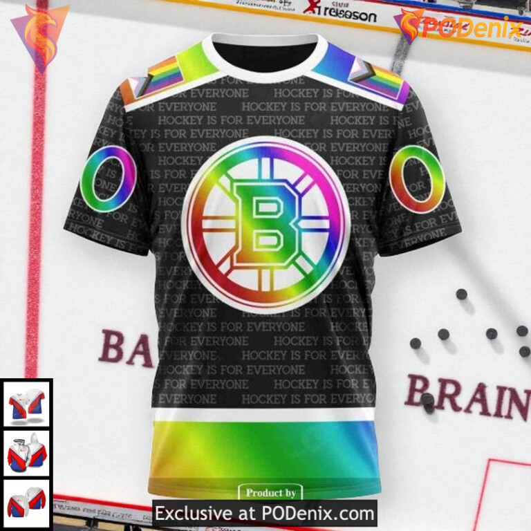 Pride Gradient Color Boston Bruins Hoodie 3D Custom NHL Hockey Shirt Edition - 2