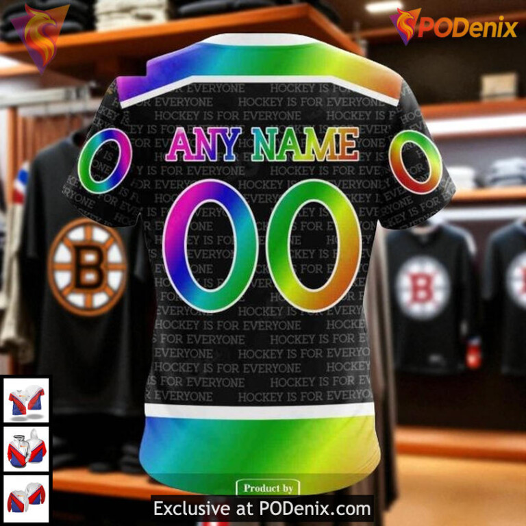 Pride Gradient Color Boston Bruins Hoodie 3D Custom NHL Hockey Shirt Edition - 3