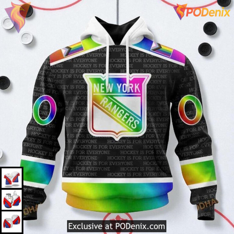 Pride Gradient Color Concept Featured In New York Rangers Kids Hoodie 3D