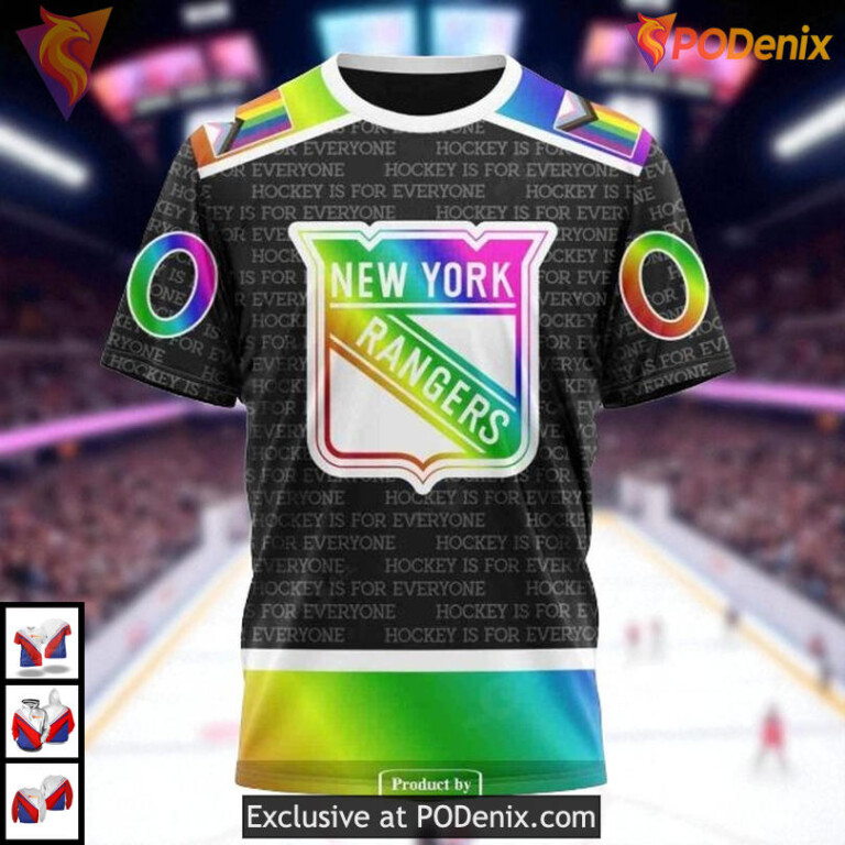 Pride Gradient Color Concept Featured In New York Rangers Kids Hoodie 3D - 2