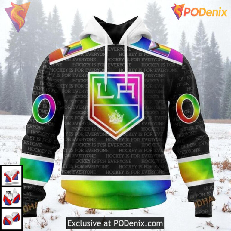 Pride Gradient Color Design Custom Los Angeles Kings Full Print Hoodie NHL 3D