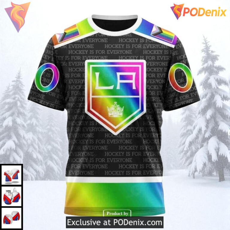 Pride Gradient Color Design Custom Los Angeles Kings Full Print Hoodie NHL 3D - 2