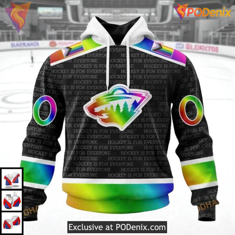 Pride Gradient Color Design NHL Minnesota Wild Full Print Hoodie 3D