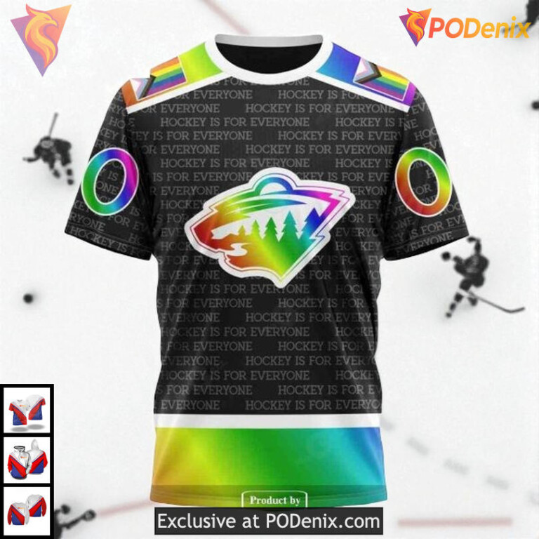 Pride Gradient Color Design NHL Minnesota Wild Full Print Hoodie 3D - 2