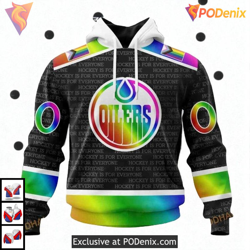 Pride Gradient Color Hockey Tribute NHL Edmonton Oilers Pullover Hoodie 3D