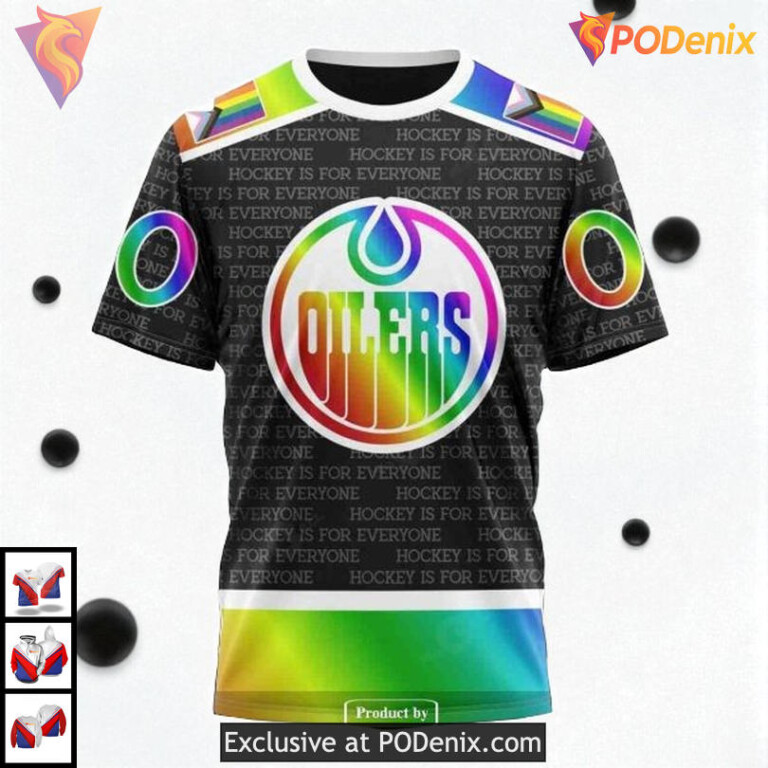 Pride Gradient Color Hockey Tribute NHL Edmonton Oilers Pullover Hoodie 3D - 2