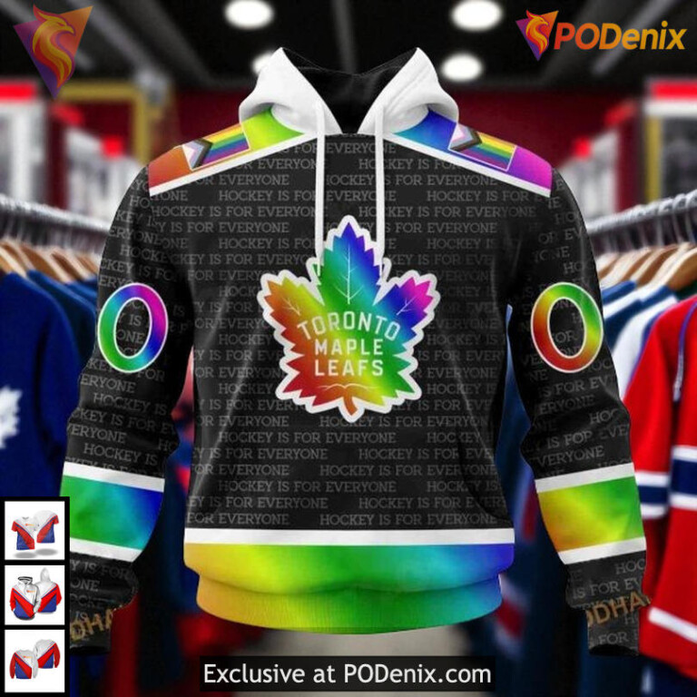 Pride Gradient Color Toronto Maple Leafs Pullover Hoodie, Custom NHL 3D Hockey