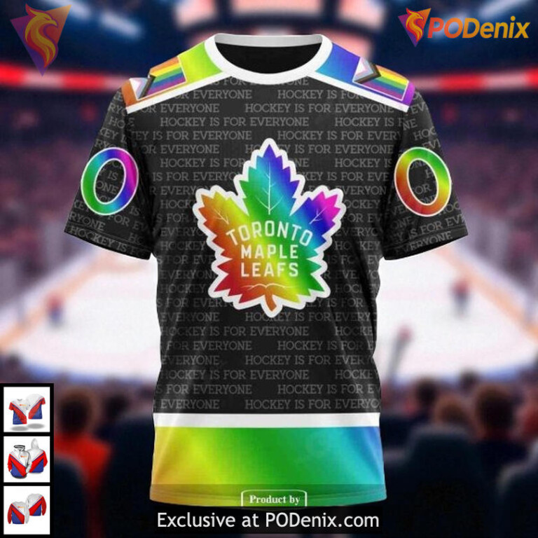 Pride Gradient Color Toronto Maple Leafs Pullover Hoodie, Custom NHL 3D Hockey - 2