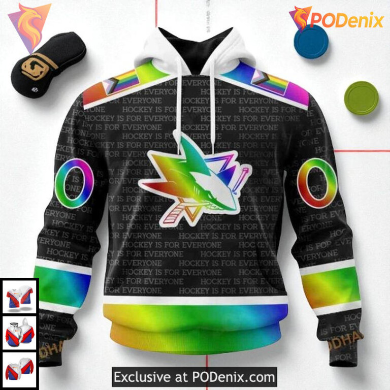 Pride Gradient Colorful Concept Custom Custom Number San Jose Sharks Hoodie 3D