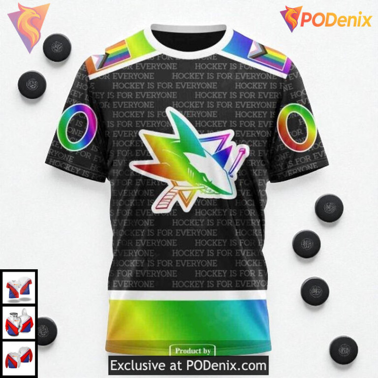 Pride Gradient Colorful Concept Custom Custom Number San Jose Sharks Hoodie 3D - 2