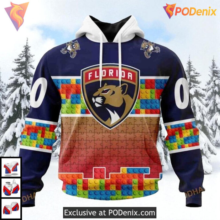 Puzzle Game Gradient Artwork Custom Florida Panthers Hoodie 3D NHL Design