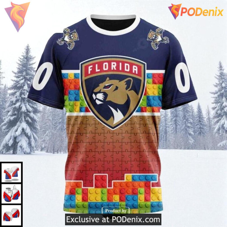 Puzzle Game Gradient Artwork Custom Florida Panthers Hoodie 3D NHL Design - 2