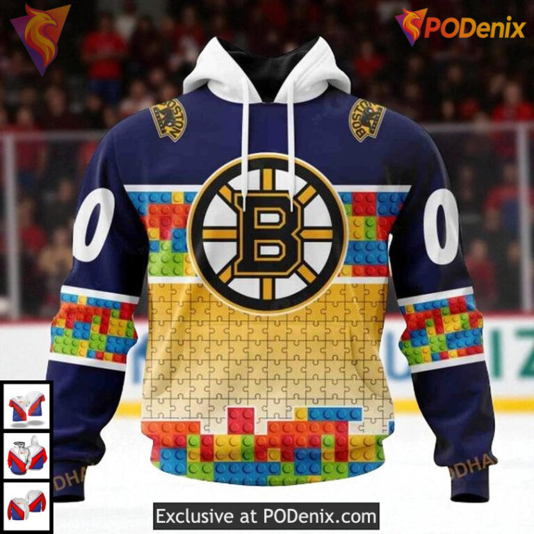 Puzzle Game Gradient Color Boston Bruins Hoodie 3D Custom NHL Shirt Edition