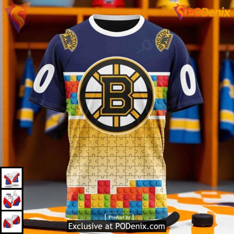 Puzzle Game Gradient Color Boston Bruins Hoodie 3D Custom NHL Shirt Edition - 2