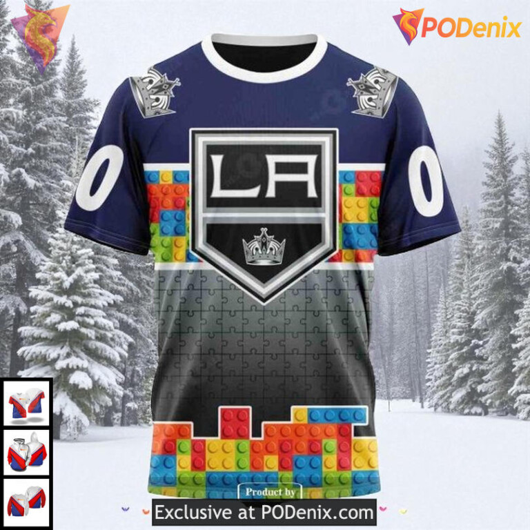 Puzzle Game Gradient Colors Custom Los Angeles Kings Hoodie NHL 3D - 2