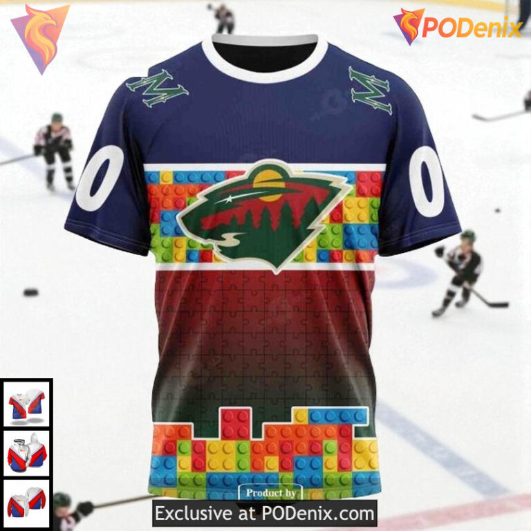 Puzzle Game Gradient Colors NHL Minnesota Wild Hoodie 3D Full Print - 2