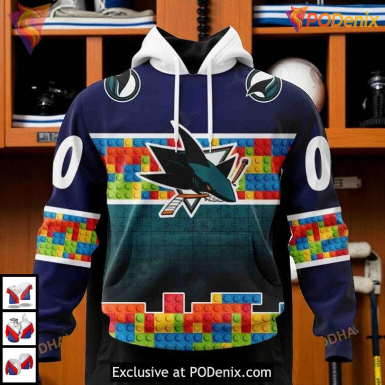 Puzzle Game Gradient Design Custom San Jose Sharks Personalized 3D Hoodie