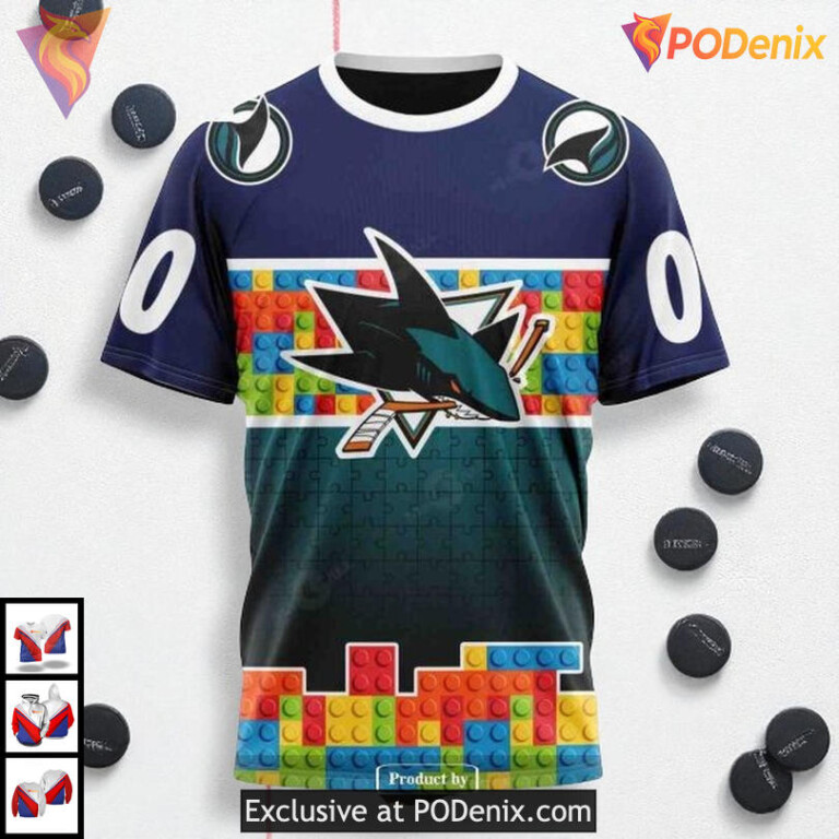 Puzzle Game Gradient Design Custom San Jose Sharks Personalized 3D Hoodie - 2