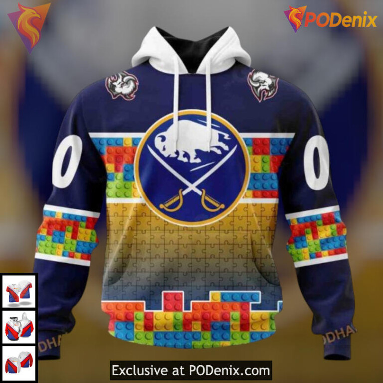 Puzzle Game Gradient Full Color Concept NHL Buffalo Sabres Womens Hoodie 3D