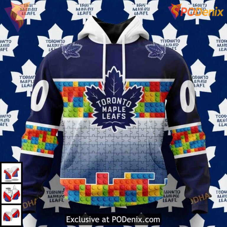 Puzzle Game Gradients Full Print Toronto Maple Leafs Hoodie, Custom NHL 3D Style