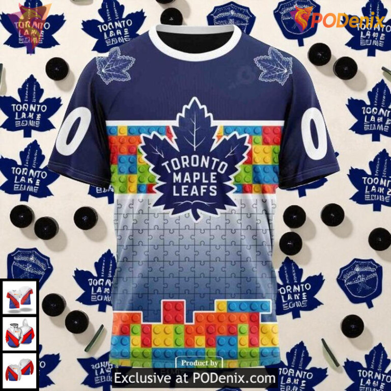Puzzle Game Gradients Full Print Toronto Maple Leafs Hoodie, Custom NHL 3D Style - 2