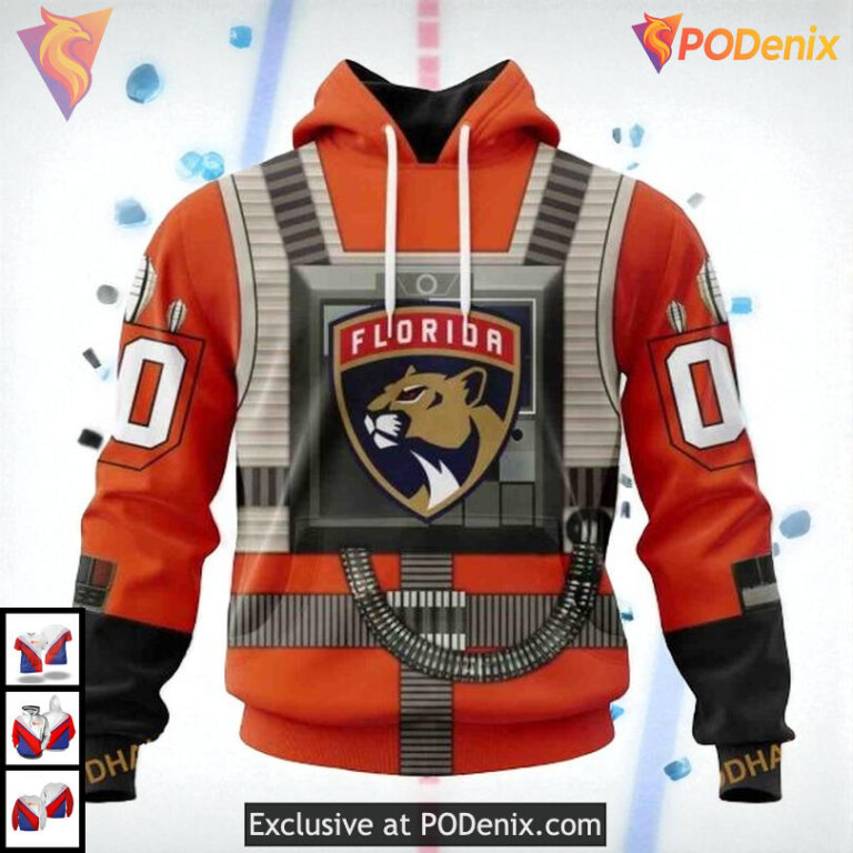 Rebel Pilot Costume Star Wars Custom Retro Florida Panthers Hoodie NHL 3D