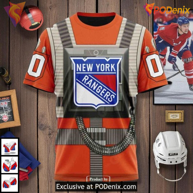 Rebel Pilot Costume Star Wars Theme On A Custom Name New York Rangers Hoodie 3D - 2