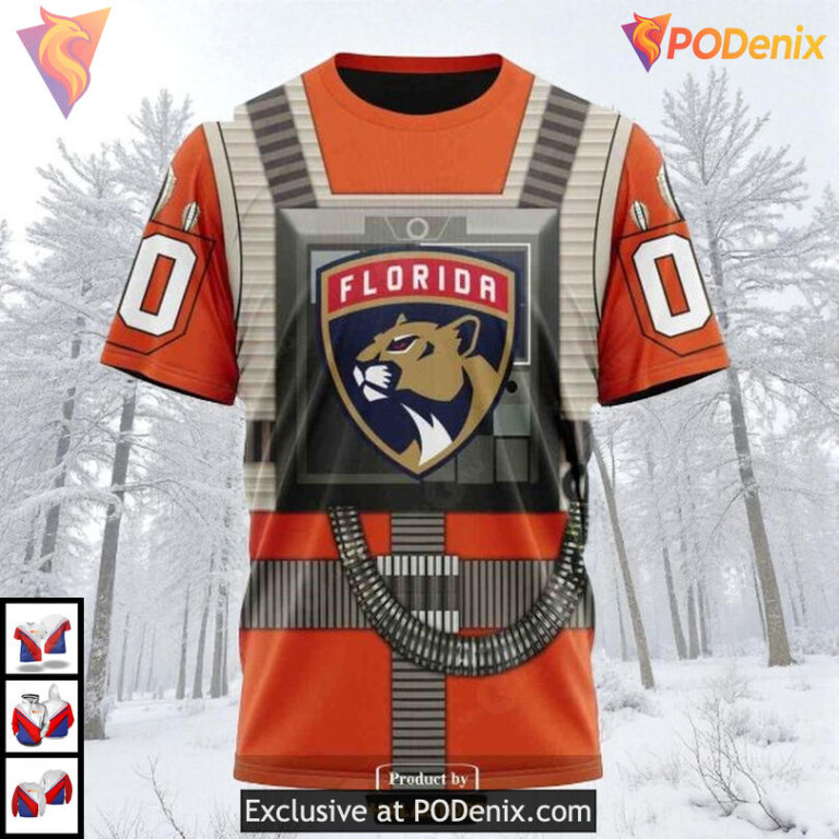 Rebel Pilot Star Wars Costume Custom Florida Panthers Zip Up Hoodie NHL 3D - 2