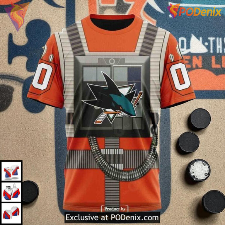 Rebel Pilot Star Wars Costume Custom San Jose Sharks Graphic Hoodie NHL 3D - 2