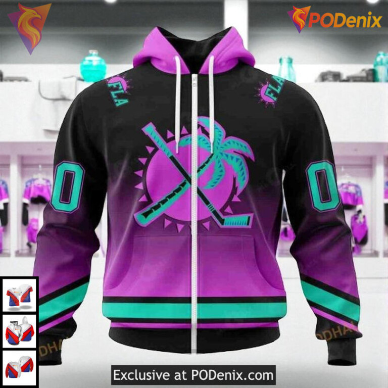 Retro Gradient Color Concept Custom Custom Number Florida Panthers Hoodie 3D - 1