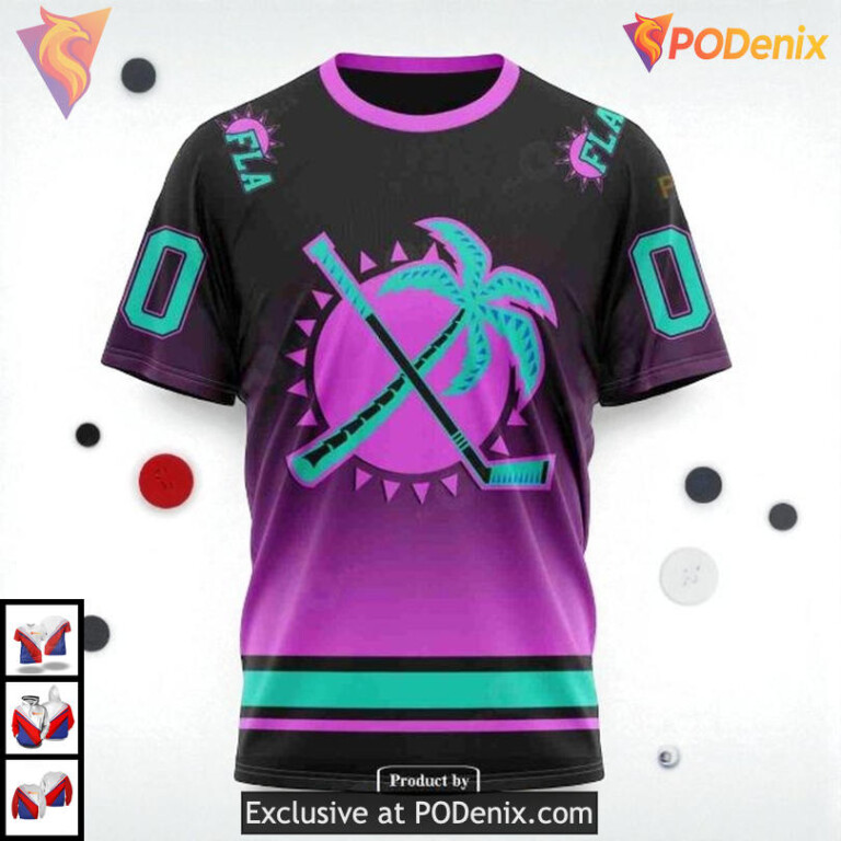 Retro Gradient Color Concept Custom Custom Number Florida Panthers Hoodie 3D - 3