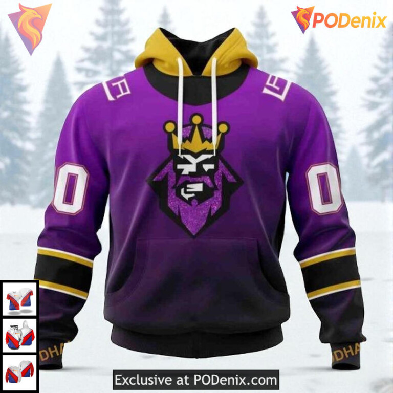 Retro Gradient Color Concept Custom Los Angeles Kings Youth Hoodie NHL 3D