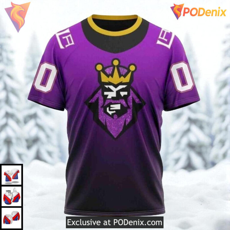 Retro Gradient Color Concept Custom Los Angeles Kings Youth Hoodie NHL 3D - 2
