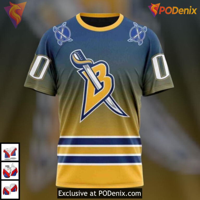 Retro Gradient Color Concept NHL Buffalo Sabres Graphic Hoodie Personalized 3D - 2
