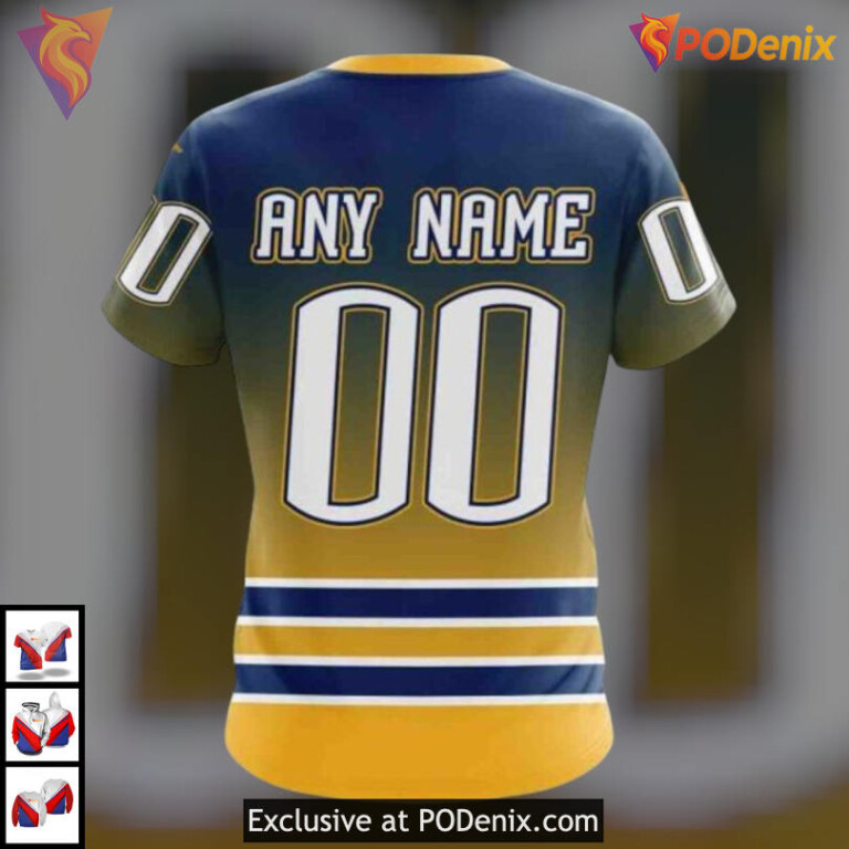Retro Gradient Color Concept NHL Buffalo Sabres Graphic Hoodie Personalized 3D - 3