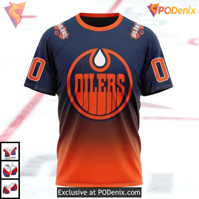 Retro Gradient Color Concept NHL Edmonton Oilers Unisex Hoodie 3D - 2