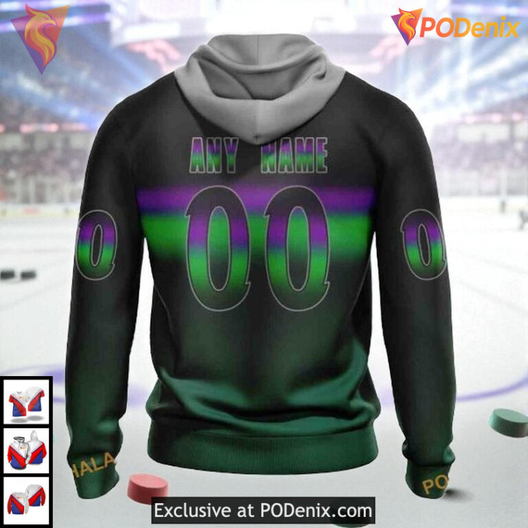 Retro Gradient Color Concept NHL Minnesota Wild Kids Hoodie 3D - 1
