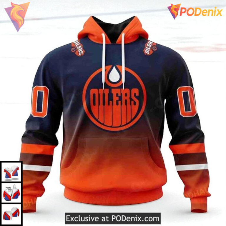 Retro Gradient Color Style NHL Vintage Edmonton Oilers Hoodie 3D