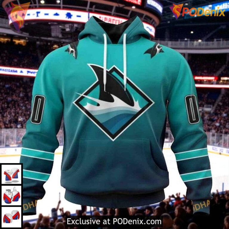 Retro Gradient Concept Artwork Custom San Jose Sharks All Over Print Hoodie