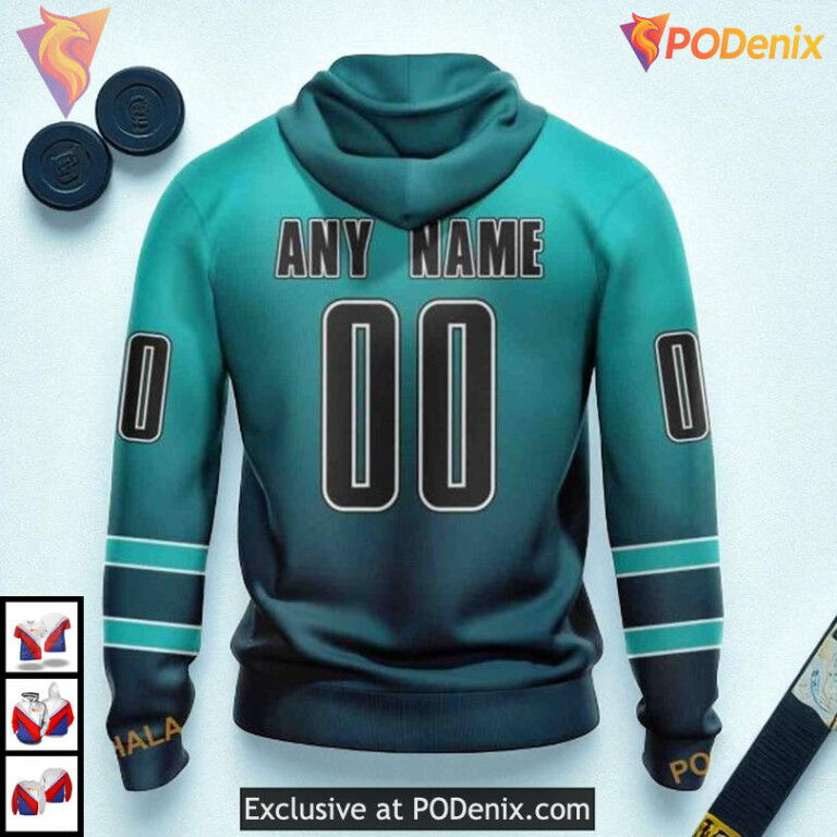 Retro Gradient Concept Artwork Custom San Jose Sharks All Over Print Hoodie - 1