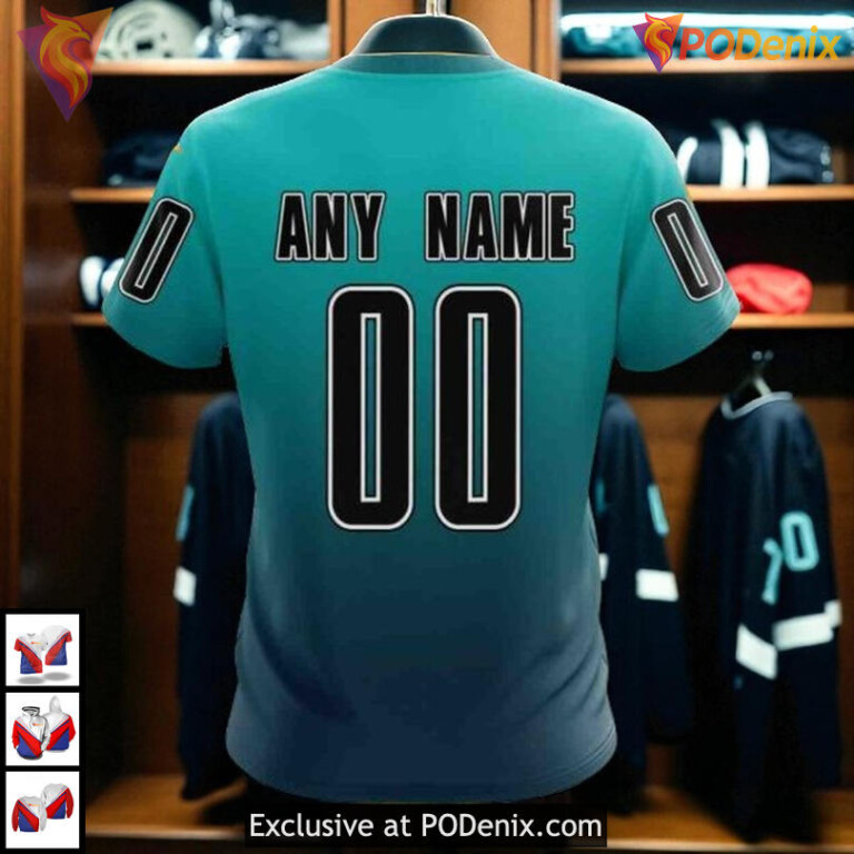 Retro Gradient Concept Artwork Custom San Jose Sharks All Over Print Hoodie - 3